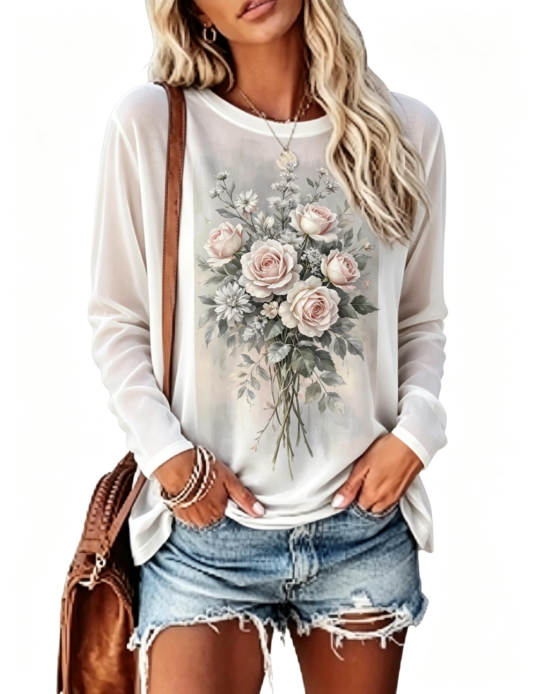 Women Long Sleeve T‑Shirt Vint - đánh giá và giá Winter Clothing For Women