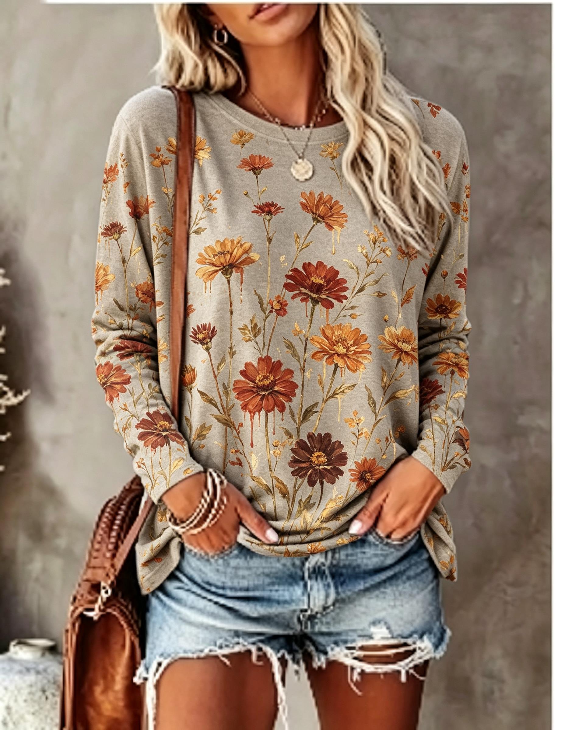 Women Long Sleeve T‑Shirt Oil  - đánh giá và giá Winter Clothing For Women