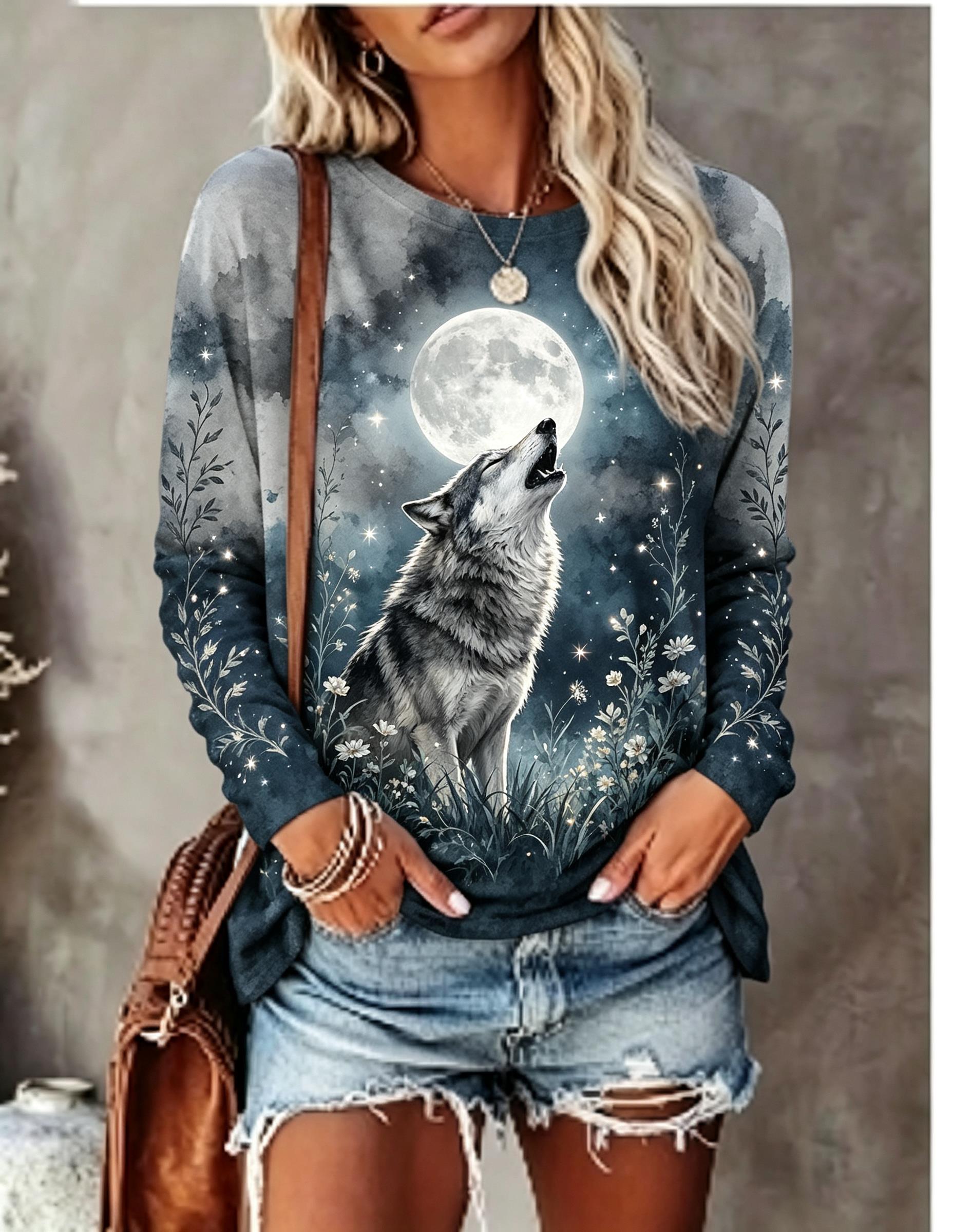Women Long Sleeve T Shirt Howl - đánh giá và giá Winter Clothing For Women